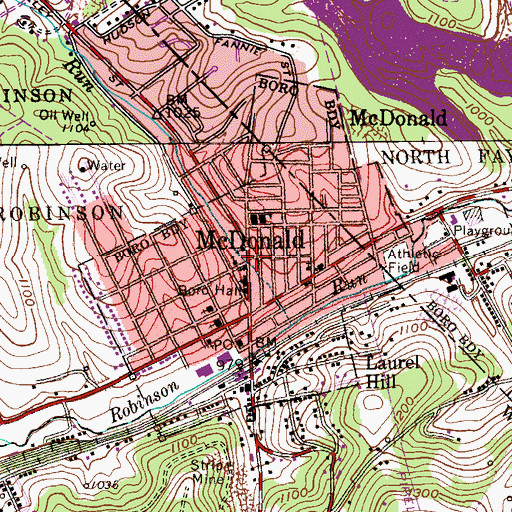 Topographic Map of McDonald, PA