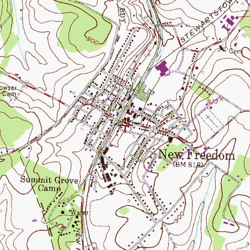 Topographic Map of New Freedom, PA