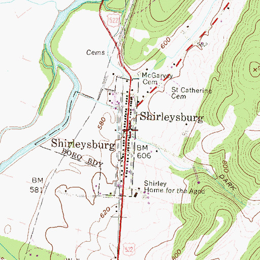 Topographic Map of Shirleysburg, PA
