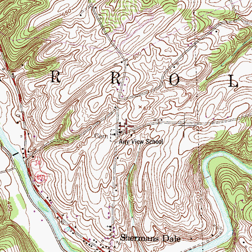 Topographic Map of Airy View School, PA