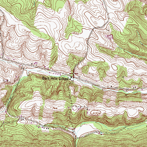 Topographic Map of Barn Hills School, PA