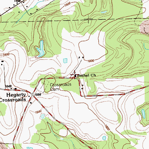 Topographic Map of Bethel United Methodist Church, PA