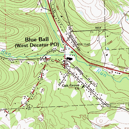 Topographic Map of Blue Ball, PA