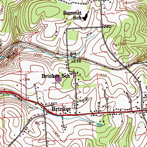 Topographic Map of Brinker School, PA