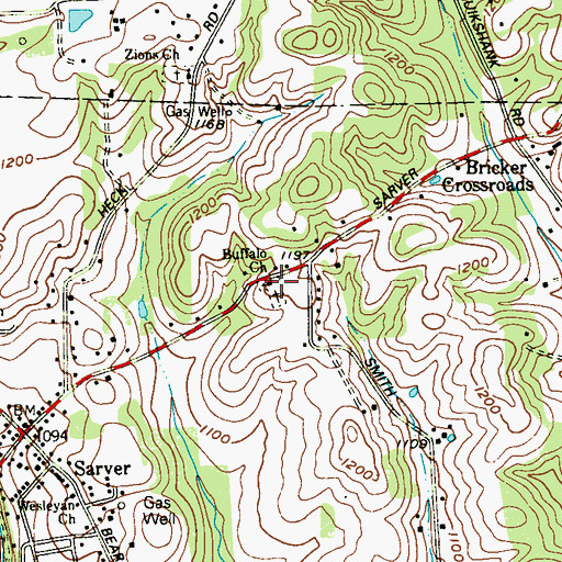 Topographic Map of Buffalo United Pesbyterian Church, PA