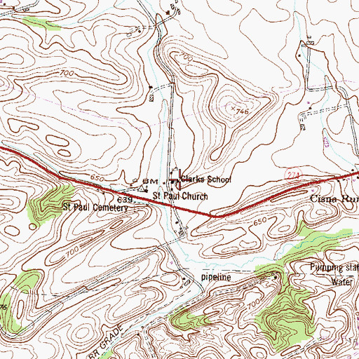 Topographic Map of Clarks School, PA
