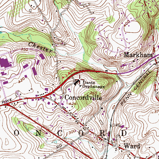 Topographic Map of Brandywine Academy, PA