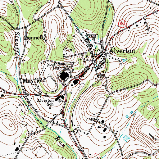 Topographic Map of Southmoreland High School, PA