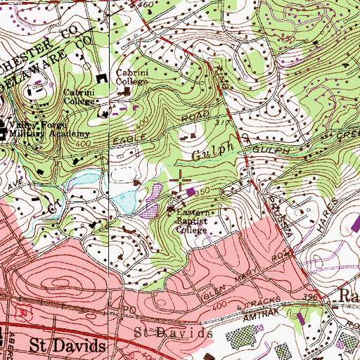 Topographic Map of Eastern University, PA