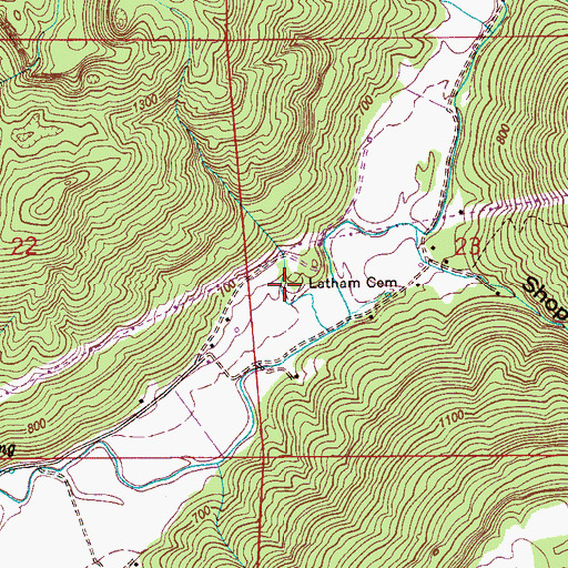 Topographic Map of Latham Cemetery, AL