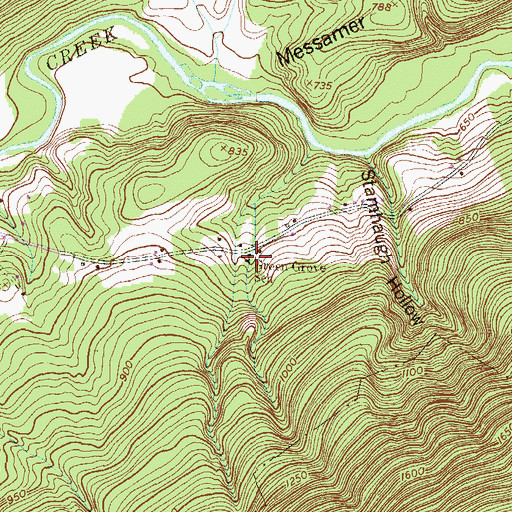 Topographic Map of Green Grove School, PA