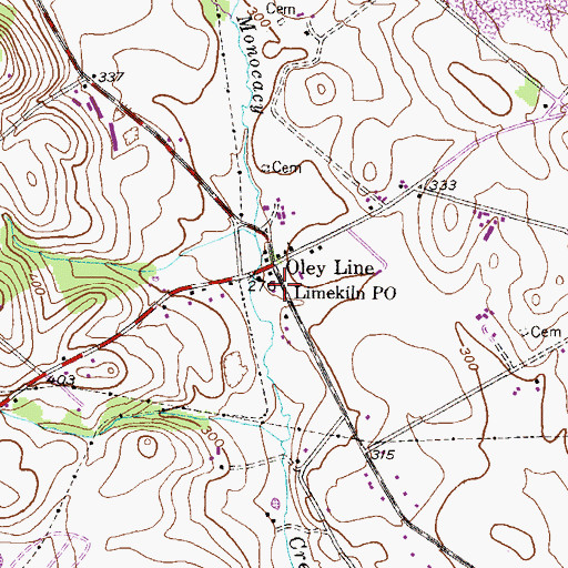 Topographic Map of Limekiln Post Office, PA