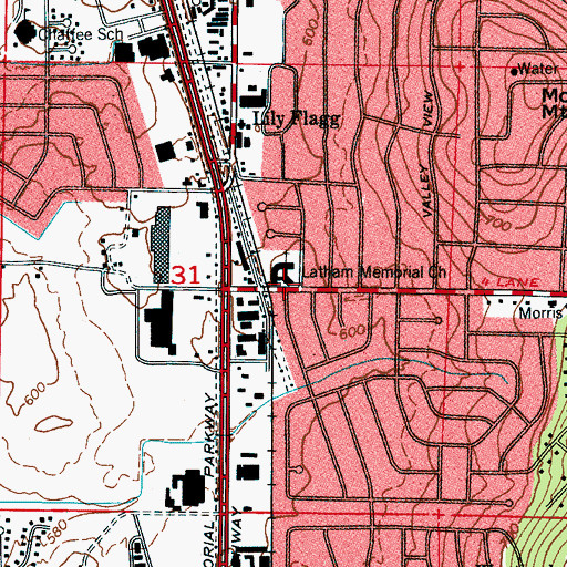 Topographic Map of Latham Memorial Church, AL
