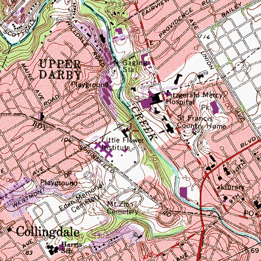 Topographic Map of Little Flower Manor, PA
