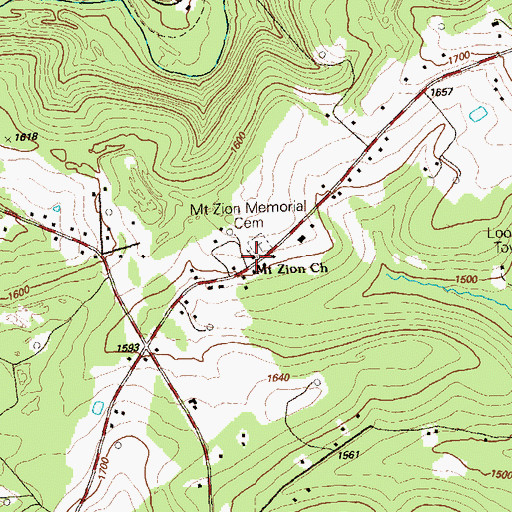 Topographic Map of Mount Zion Methodist Church, PA