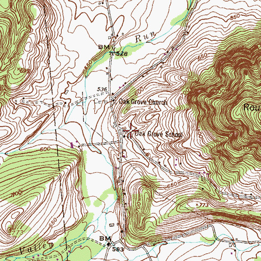 Topographic Map of Oak Grove School, PA