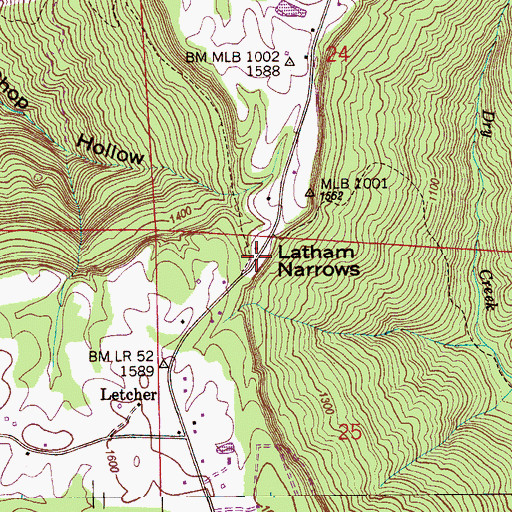 Topographic Map of Latham Narrows, AL