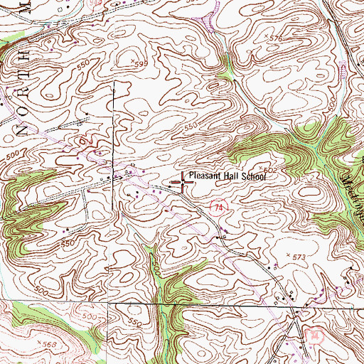 Topographic Map of Pleasant Hall School, PA