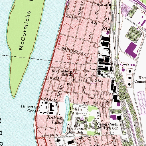 Topographic Map of Riverside School, PA