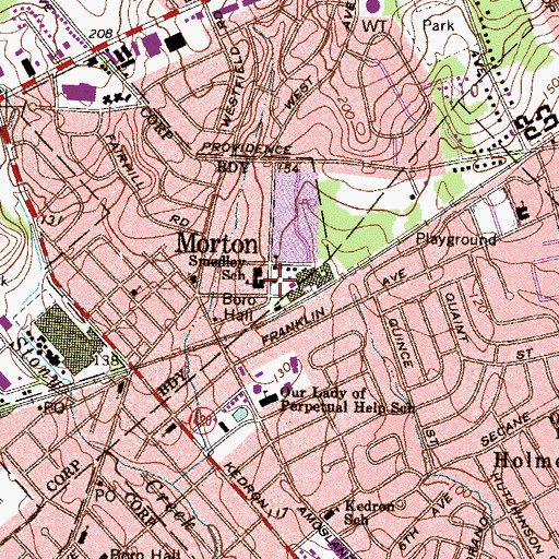 Topographic Map of Smedley School (historical), PA