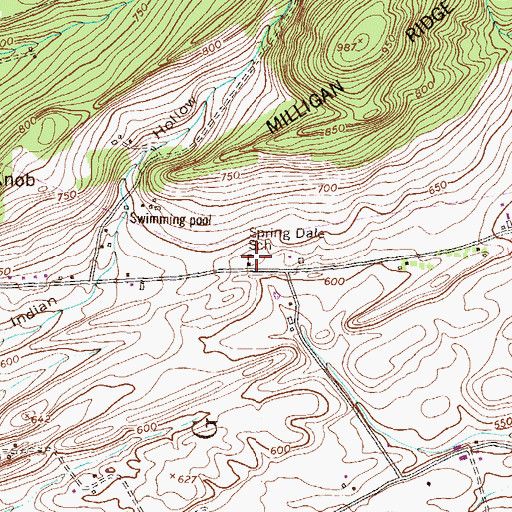 Topographic Map of Spring Dale School, PA