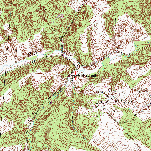 Topographic Map of Wolf School, PA