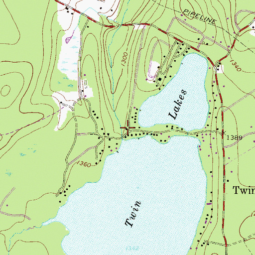 Topographic Map of Twin Lakes Dam, PA