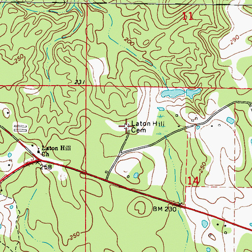 Topographic Map of Laton Hill Cemetery, AL