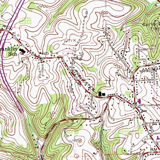 Topographic Map of Franklin Park, PA