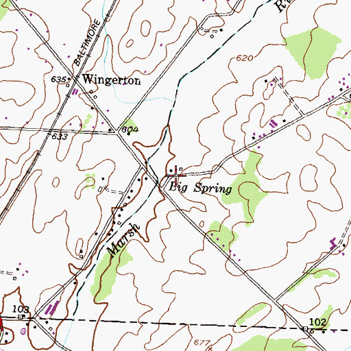 Topographic Map of Marsh Store, PA