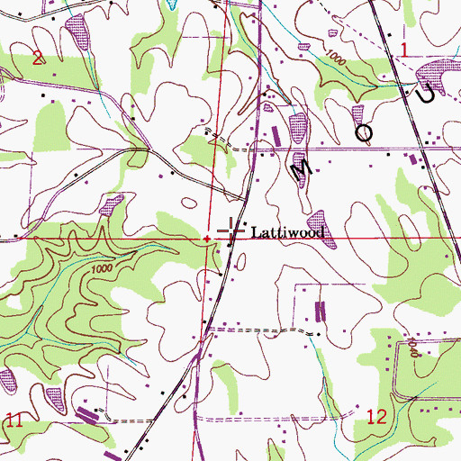 Topographic Map of Lattiwood, AL