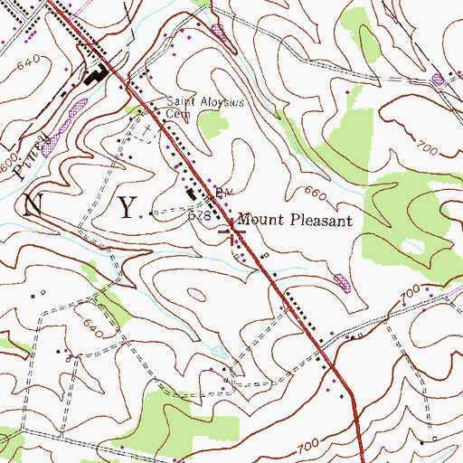 Topographic Map of Mount Pleasant School, PA