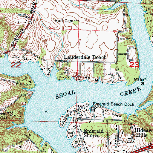 Topographic Map of Lauderdale Beach, AL