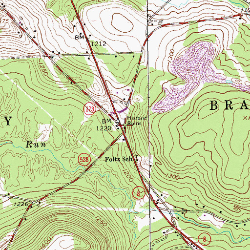 Topographic Map of Old Stone House, PA