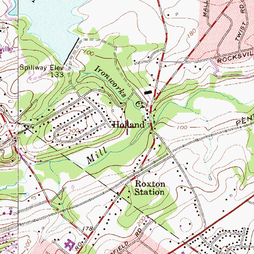 Topographic Map of Holland Post Office (historical), PA