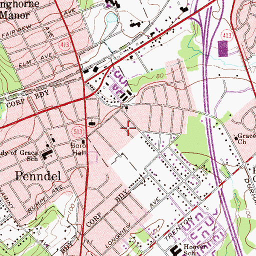 Topographic Map of Eden Post Office (historical), PA