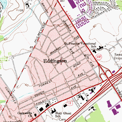 Topographic Map of Maud Post Office (historical), PA