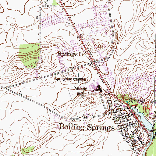 Topographic Map of Boiling Springs High School, PA