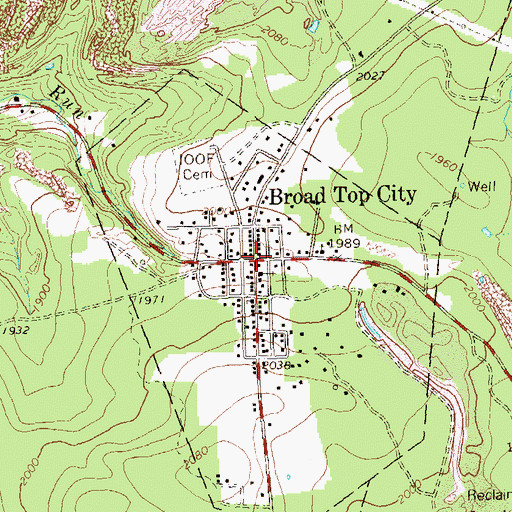 Topographic Map of Broad Top Post Office (historical), PA