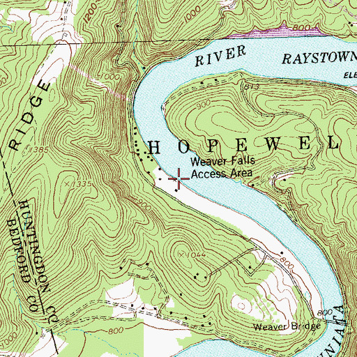 Topographic Map of Weaver Falls Access Area, PA