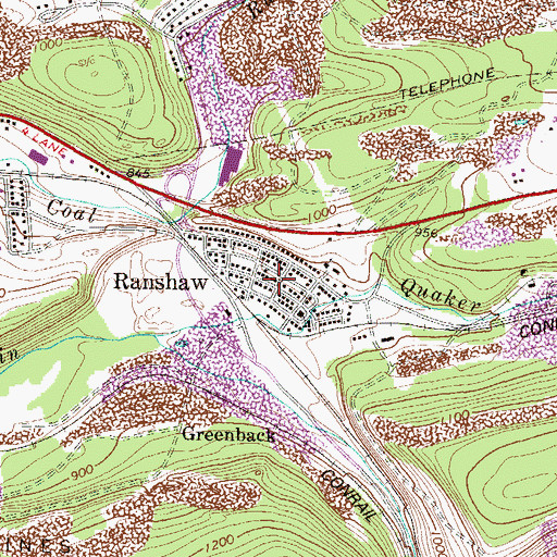 Topographic Map of Ranshaw Post Office (historical), PA