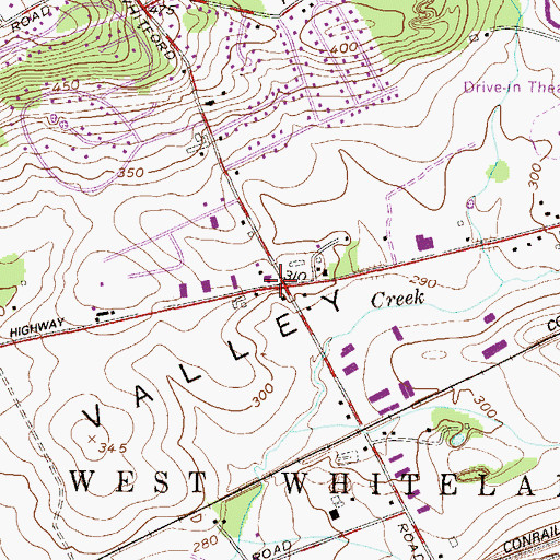 Topographic Map of Whitford Post Office (historical), PA