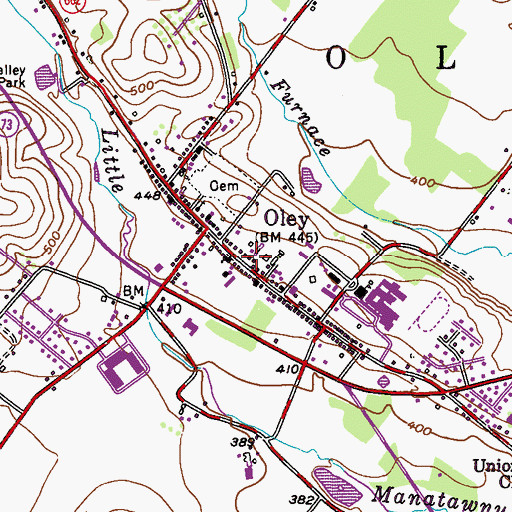 Topographic Map of Oley Post Office (historical), PA