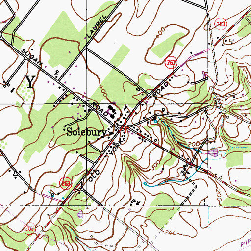 Topographic Map of Solebury Post Office (historical), PA