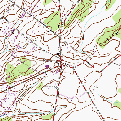 Topographic Map of Furlong Post Office (historical), PA