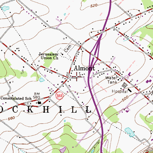 Topographic Map of Almont Post Office (historical), PA