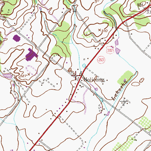 Topographic Map of Holicong Post Office (historical), PA
