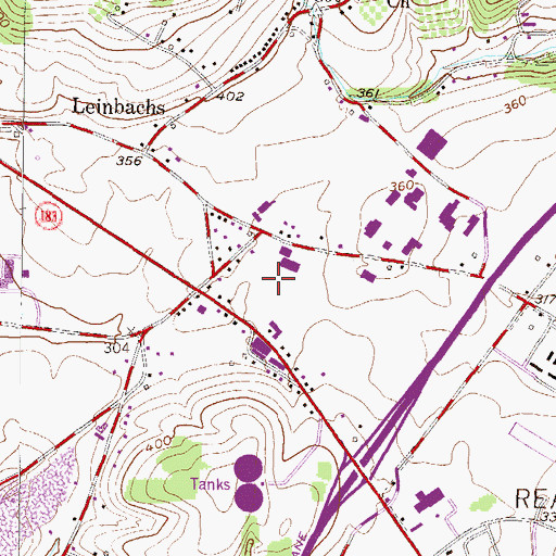 Topographic Map of Berks Airport (historical), PA
