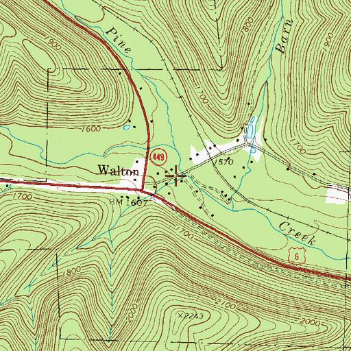 Topographic Map of Gaffnee Post Office (historical), PA