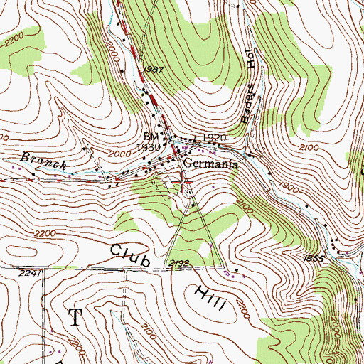 Topographic Map of Germania Post Office (historical), PA